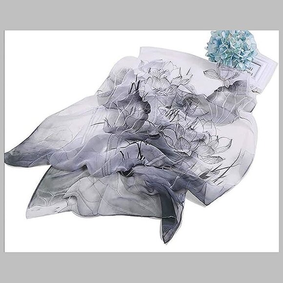 Scarfs Lightweight Print Floral-Black - Picture 3 of 4